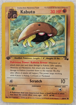 1999 Kabuto #50 Fossil Regular Pokemon Card Common 1st Edition - Image 1