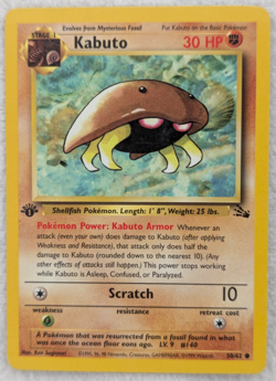 1999 Kabuto #50 Fossil Regular Pokemon Card Common 1st Edition - Image 2