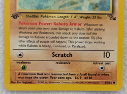 1999 Kabuto #50 Fossil Regular Pokemon Card Common 1st Edition - Image 4