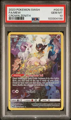 2023 POKEMON SWORD & SHIELD CROWN ZENITH #GG10 FULL ART/MEW PSA 10 - Image 1