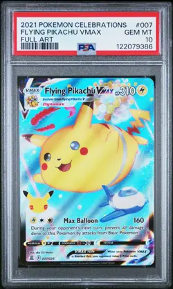 2021 POKEMON CELEBRATIONS #007 FULL ART/FLYING PIKACHU VMAX PSA 10 - Image 1