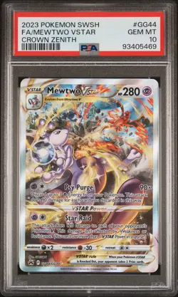 2023 POKEMON SWORD & SHIELD CROWN ZENITH #GG44 FULL ART/MEWTWO VSTAR PSA 10 - Image 1
