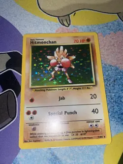 Pokemon TCG Holo Hitmonchan 7/102 Base Set Unlimited Rare WOTC LP+ - Image 1