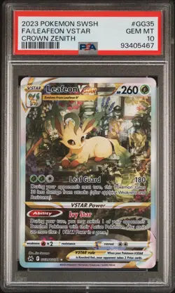 2023 POKEMON SWORD & SHIELD CROWN ZENITH #GG35 FULL ART/LEAFEON VSTAR PSA 10 - Image 1