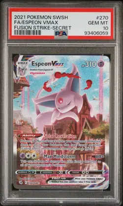2021 POKEMON SWORD & SHIELD FUSION STRIKE SECRET FULL ART/ESPEON VMAX PSA 10 - Image 1