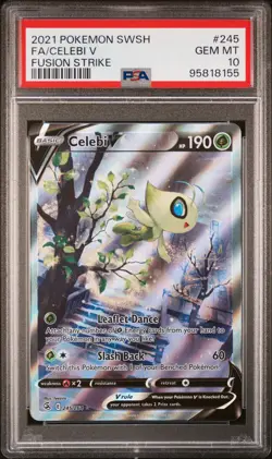 2021 POKEMON SWORD & SHIELD FUSION STRIKE #245 FULL ART/CELEBI V PSA 10 - Image 1