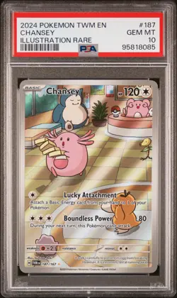 2024 POKEMON TWM EN-TWILIGHT MASQUERADE ILLUSTRATION RARE #187 CHANSEY PSA 10 - Image 1