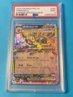 2025 Pokemon Umbreon ex #060 PSA 9 Mint | Prismatic Evolutions Surprise Box 🌑✨ - Image 1