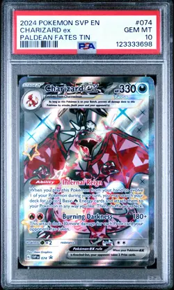 2024 POKEMON SVP EN-SV BLACK STAR PROMO PALDEAN FATES TIN CHARIZARD EX PSA 10 - Image 1
