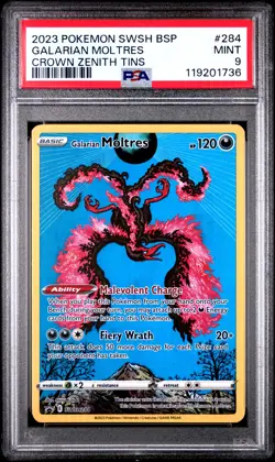 2023 POKEMON SWSH BLACK STAR PROMO CROWN ZENITH TIN #284 GALARIAN MOLTRES PSA 9 - Image 1