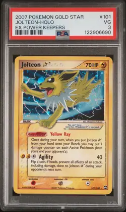 2007 POKEMON EX POWER KEEPERS GOLD STAR #101 JOLTEON-HOLO PSA 3 - Image 1