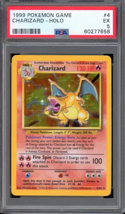 PSA 5 Charizard Holo Base Set Unlimited WOTC 1999 Pokemon Trading Card Game #4 - Image 1