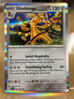 Pokemon TCG Gholdengo Scarlet & Violet Paldean Fates 067/091 Holo Rare Card NM - Image 1