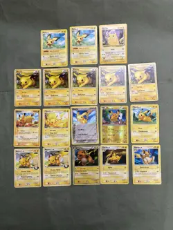 18 Pikachu Raichu Pichu Pokemon Card Lot Evolutions & Variants Holo Rare - Image 1