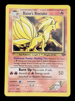 Pokemon TCG Blaine's Ninetales Non Holo Rare Card 21/132 Gym Challenge Unlimited - Image 1