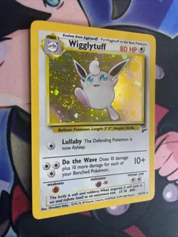 Pokemon TCG Wigglytuff 19/130 Holo Rare Base Set 2 Vintage Card - MP/LP Swirl - Image 2
