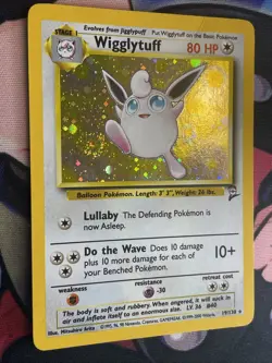 Pokemon TCG Wigglytuff 19/130 Holo Rare Base Set 2 Vintage Card - MP/LP Swirl - Image 5