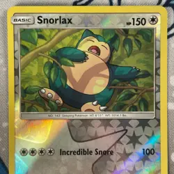 Snorlax 50/68 Reverse Holo Sun & Moon Hidden Fates Set Pokemon Card 2019 NM - Image 2