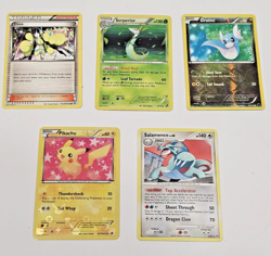 Lot of 5 Pokemon TCG Trading Cards Elesa, Serperior, Dratini,Pikachu & Salamence - Image 1