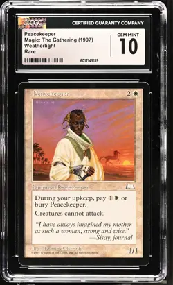 PEACEKEEPER Weatherlight Rare Reserved List CGC 10 MTG [Nostalgium] - Image 1