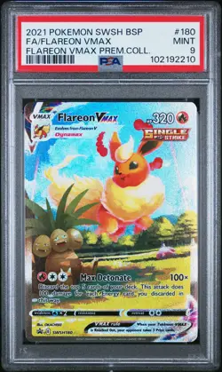 2021 POKEMON SWSH BLACK STAR PROMO #180 FULL ART/FLAREON VMAX PSA 9 - Image 1