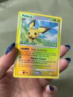 Pokemon - Pichu 45/100 Platinum Reverse Holo Burger King Promo Stamped M/P - Image 3