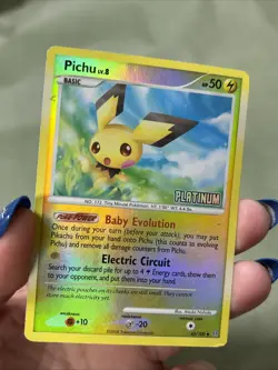Pokemon - Pichu 45/100 Platinum Reverse Holo Burger King Promo Stamped M/P - Image 4