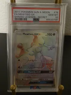 PSA 10 GEM MINT 2017 POKEMON SUN & MOON MEWTWO GX SHINING LEGENDS #76 SECRET - Image 1
