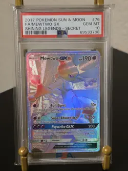 PSA 10 GEM MINT 2017 POKEMON SUN & MOON MEWTWO GX SHINING LEGENDS #76 SECRET - Image 2