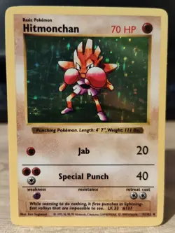 Hitmonchan 007/102 Base Set (Shadowless) Holo Rare Pokemon WOTC English - Image 1