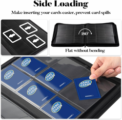 9 Pocket Trading Card Binder -Zipper PU Cover Card Album, Sturdy 360 Loading Hol - Image 5