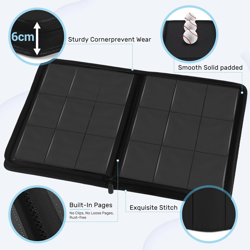 Trading Card Binder 9 Pocket, Zipper Card Collection Binder Album, Sturdy 540 S - Image 5