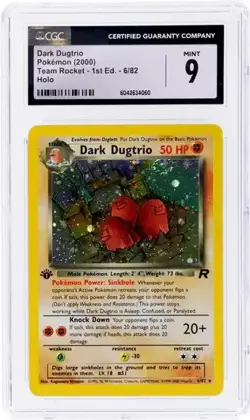 CGC 9 MINT Dark Dugtrio Team Rocket 1st Edition 6/82 Holo Pokemon Card - Image 1