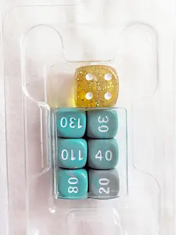 Pokemon Dice Set Trading Card Game Damage Counters Teal Yellow Glitter - Image 4