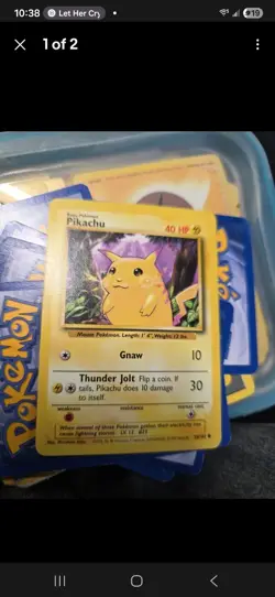 Pokemon Card Pikachu 58/102 Yellow Cheeks Base Set Unlimited - Image 1