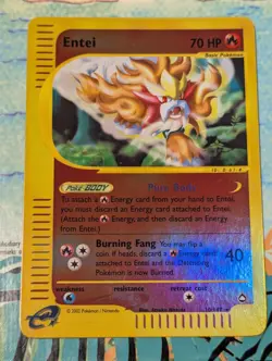 Entei 10/147 -Aquapolis - Vintage Pokemon TCG - WOTC -Reverse Holo Rare - NM+ - Image 1