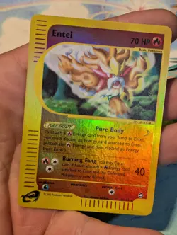 Entei 10/147 -Aquapolis - Vintage Pokemon TCG - WOTC -Reverse Holo Rare - NM+ - Image 3