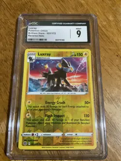 Luxray Reverse Holo Rare - 051/172 - Brilliant Stars Pokemon 2022 CGC 9 MINT - Image 1