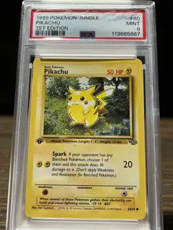 Pokemon 1999 Jungle Pikachu 1st Edition PSA 9 - Image 1