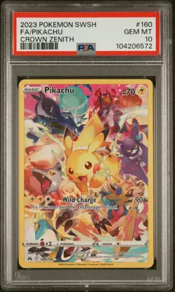 2023 POKEMON SWORD & SHIELD CROWN ZENITH #160 FULL ART/PIKACHU PSA 10 - Image 1