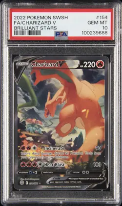2022 POKEMON SWORD & SHIELD BRILLIANT STARS #154 FULL ART/CHARIZARD V PSA 10 - Image 1