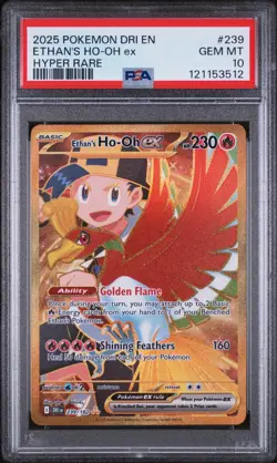 2025 POKEMON DRI EN-DESTINED RIVALS HYPER RARE #239 ETHAN'S HO-OH EX PSA 10 - Image 1