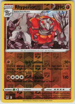 Rhyperior 091/196 Reverse Holo Near Mint SWSH11: Lost Origin Pokemon card - Image 1