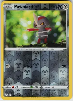 Pawniard (92) 092/159 Reverse Holo Near Mint Crown Zenith Pokemon card - Image 1