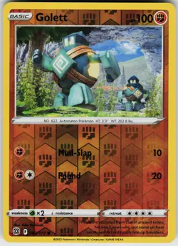 Golett 082/172 Reverse Holo Near Mint SWSH09: Brilliant Stars Pokemon card - Image 1