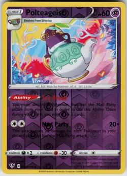 Polteageist 083/189 Reverse Holo Near Mint SWSH03: Darkness Ablaze Pokemon card - Image 1
