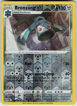 Bronzong 126/196 Reverse Holo Near Mint SWSH11: Lost Origin Pokemon card - Image 1