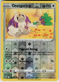 Oranguru 119/159 Reverse Holo Near Mint Crown Zenith Pokemon card - Image 1