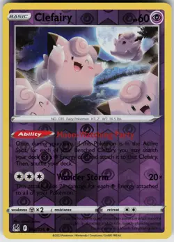 Clefairy 062/196 Reverse Holo Near Mint SWSH11: Lost Origin Pokemon card - Image 1