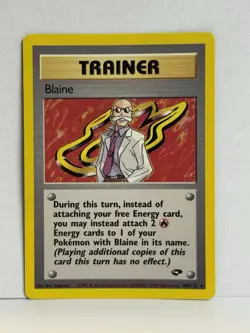 Pokemon TCG Blaine 100/132 Gym Challenge Non-Holo Card Unlimited Rare Vintage - Image 1